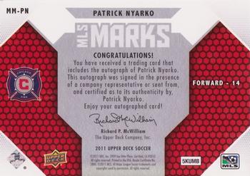2011 Upper Deck MLS - MLS Marks #MM-PN Patrick Nyarko Back