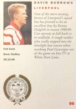 1992 Panini UK Players Collection #96 David Burrows Back
