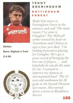1992 Panini UK Players Collection #165 Teddy Sheringham Back