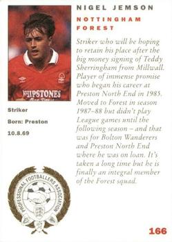 1992 Panini UK Players Collection #166 Nigel Jemson Back