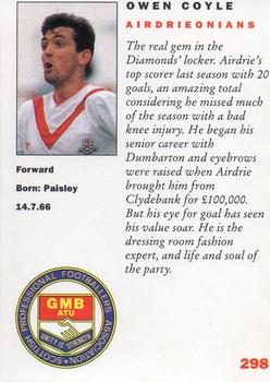 1992 Panini UK Players Collection #298 Owen Coyle Back
