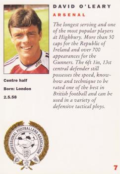 1992 Panini UK Players Collection #7 David O'Leary Back