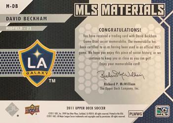 2011 Upper Deck MLS - MLS Materials Quad #M-DB David Beckham Back