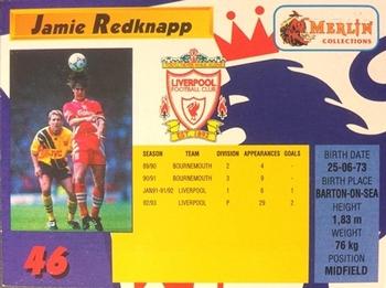 1993 Merlin's Premier League #46 Jamie Redknapp Back
