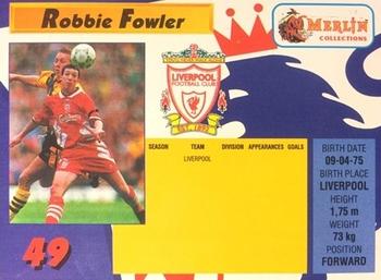 1993 Merlin's Premier League #49 Robbie Fowler Back