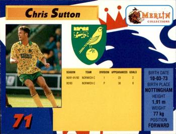 1993 Merlin's Premier League #71 Chris Sutton Back