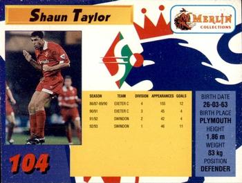 1993 Merlin's Premier League #104 Shaun Taylor Back