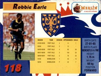 1993 Merlin's Premier League #118 Robbie Earle Back