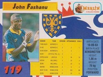 1993 Merlin's Premier League #119 John Fashanu Back