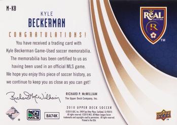 2010 Upper Deck MLS - MLS Materials #M-KB Kyle Beckerman Back