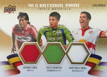 2010 Upper Deck MLS - National Pride Triple Materials #NPM-ACM Wilman Conde / Juan Pablo Angel / Fredy Montero Front