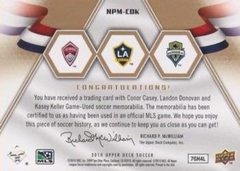 2010 Upper Deck MLS - National Pride Triple Materials #NPM-CDK Landon Donovan / Kasey Keller / Conor Casey Back