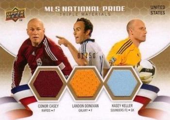 2010 Upper Deck MLS - National Pride Triple Materials #NPM-CDK Landon Donovan / Kasey Keller / Conor Casey Front