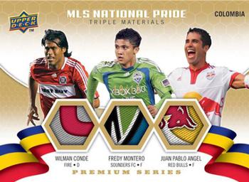 2010 Upper Deck MLS - National Pride Triple Materials Premium Series #NPM-ACM Wilman Conde / Juan Pablo Angel / Fredy Montero Front