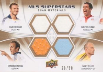 2010 Upper Deck MLS - Superstars Quad Materials #BADK Kasey Keller / Landon Donovan / Juan Pablo Angel / David Beckham Front