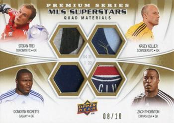 2010 Upper Deck MLS - Superstars Quad Materials Premium Series #FKRT Donovan Ricketts / Kasey Keller / Stefan Frei / Zach Thornton Front