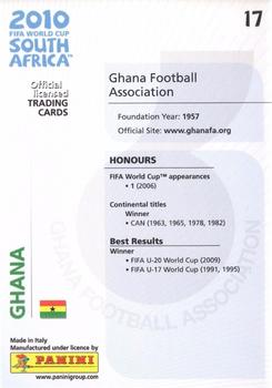 2010 Panini FIFA World Cup South Africa #17 Ghana Back
