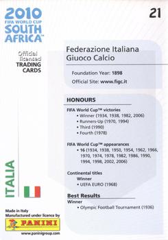 2010 Panini FIFA World Cup South Africa #21 Italia Back