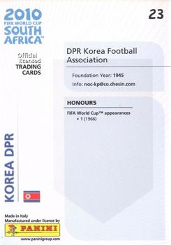 2010 Panini FIFA World Cup South Africa #23 Korea DPR Back