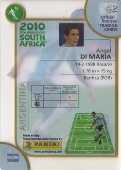 2010 Panini FIFA World Cup South Africa #42 Angel Di Maria Back