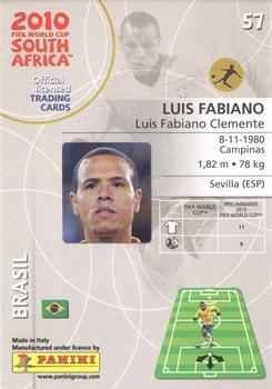 2010 Panini FIFA World Cup South Africa #57 Luis Fabiano Back