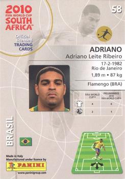 2010 Panini Premium World Cup #58 Adriano Back