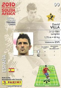 2010 Panini FIFA World Cup South Africa #99 David Villa Back