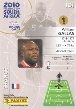 2010 Panini FIFA World Cup South Africa #101 William Gallas Back