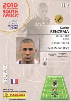 2010 Panini FIFA World Cup South Africa #110 Karim Benzema Back