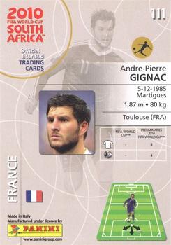 2010 Panini FIFA World Cup South Africa #111 Andre-Pierre Gignac Back