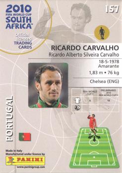 2010 Panini FIFA World Cup South Africa #157 Ricardo Carvalho Back