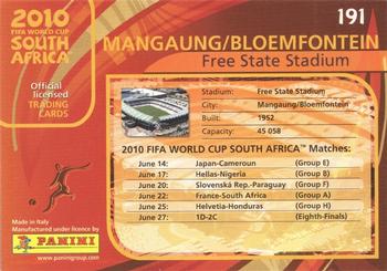 2010 Panini FIFA World Cup South Africa #191 Free State Stadium Back