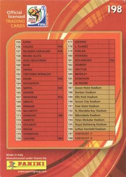 2010 Panini FIFA World Cup South Africa #198 Checklist 101-198 Back
