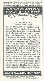 1938 Churchman's Association Footballers 1st Series #12 Peter Doherty Back