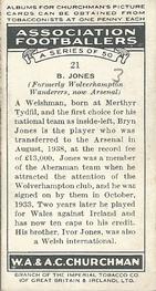 1938 Churchman's Association Footballers 1st Series #21 Bryn Jones Back