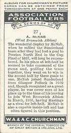 1938 Churchman's Association Footballers 1st Series #27 Alexander McNab Back
