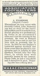 1938 Churchman's Association Footballers 1st Series #35 Jack Pickering Back