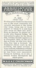 1938 Churchman's Association Footballers 1st Series #41 Frank Soo Back