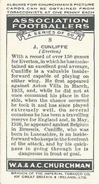 1938 Churchman's Association Footballers 1st Series #8 Jimmy Cunliffe Back