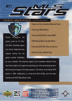 1999 Upper Deck MLS - MLS Stars #M11 Carlos Valderrama Back