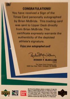 1999 Upper Deck MLS - Sign of the Times #BM Brian McBride Back
