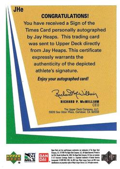 1999 Upper Deck MLS - Sign of the Times #JHE Jay Heaps Back