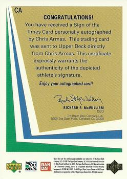 1999 Upper Deck MLS - Sign of the Times #CA Chris Armas Back