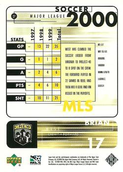 2000 Upper Deck MLS #27 Brian West Back