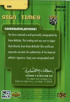 2000 Upper Deck MLS - Sign of the Times #BM Brian McBride Back