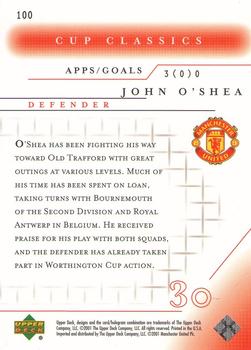 2001 Upper Deck Manchester United #100 John O'Shea Back