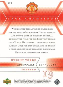 2001 Upper Deck Manchester United #113 Dwight Yorke Back