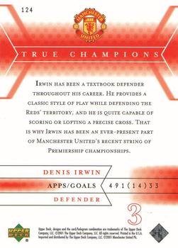 2001 Upper Deck Manchester United #124 Denis Irwin Back