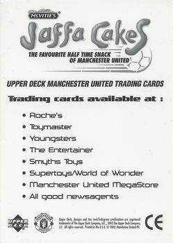 2001 Upper Deck Manchester United #NNO Jaffa Cakes Promo Card Back