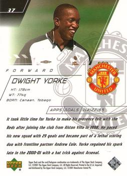 2001 Upper Deck Manchester United #37 Dwight Yorke Back